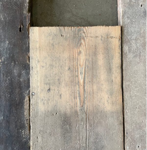 160mm reclaimed floorboards. (lightly sanded section)