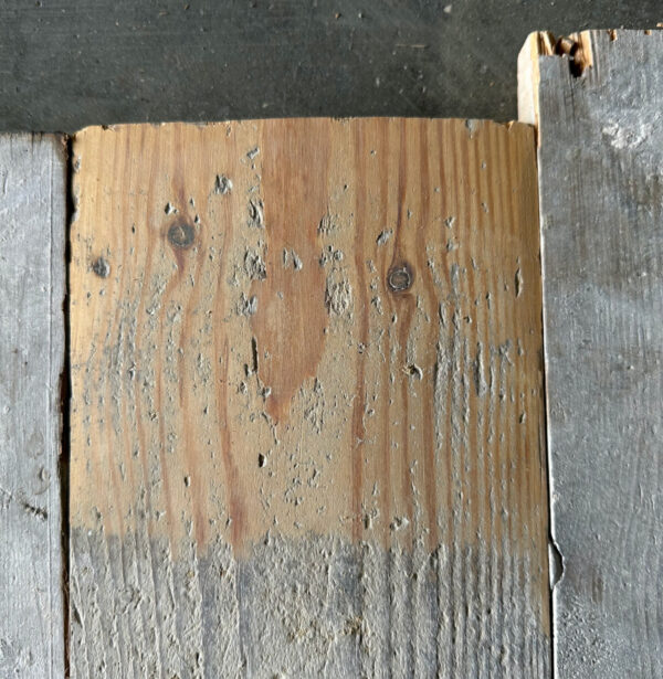Reclaimed 145mm floorboards (lightly sanded section)