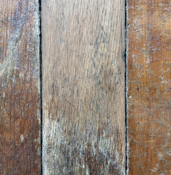 Reclaimed oak strip 65mm (lightly sanded section)