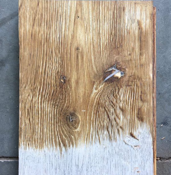 Reclaimed oak boards (lightly sanded section)