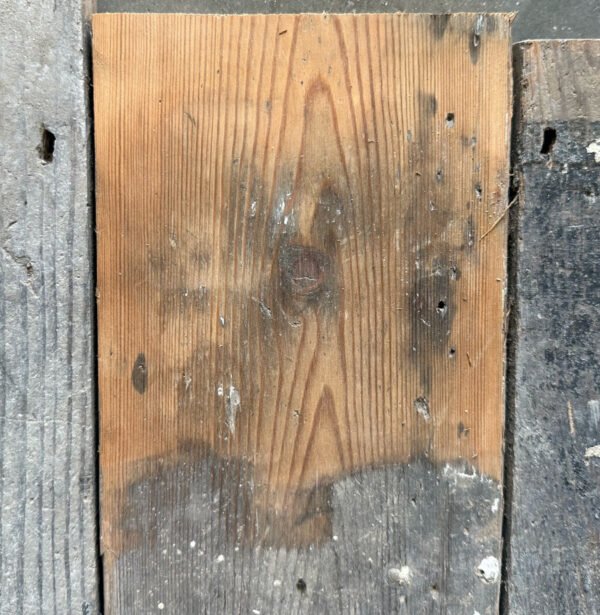 Reclaimed 132mm floorboard (lightly sanded section)