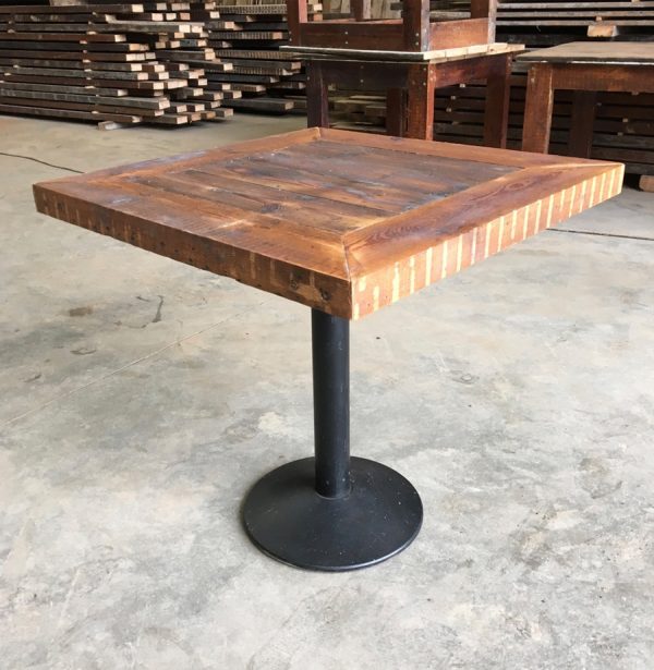 Reclaimed timber table metal base