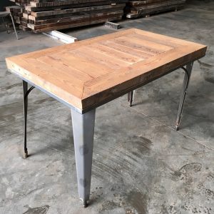 Reclaimed timber table with metal legs