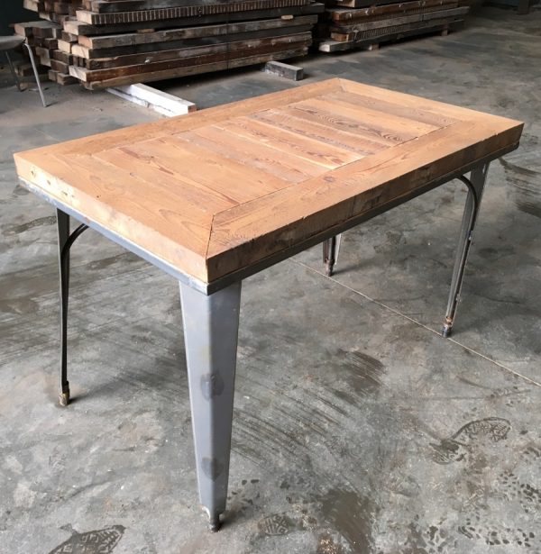 Reclaimed timber table with metal legs