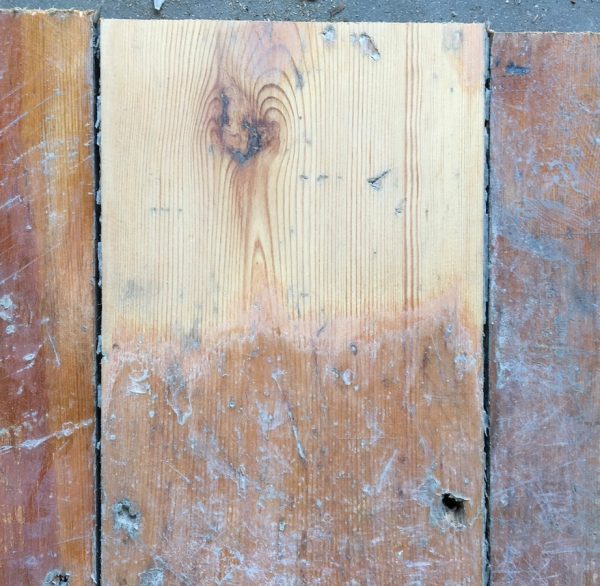 Reclaimed floorboards 137mm (lightly sanded section)