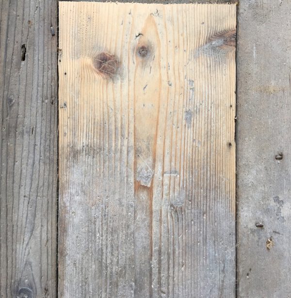 Reclaimed pine floorboards 125mm (lightly sanded section)