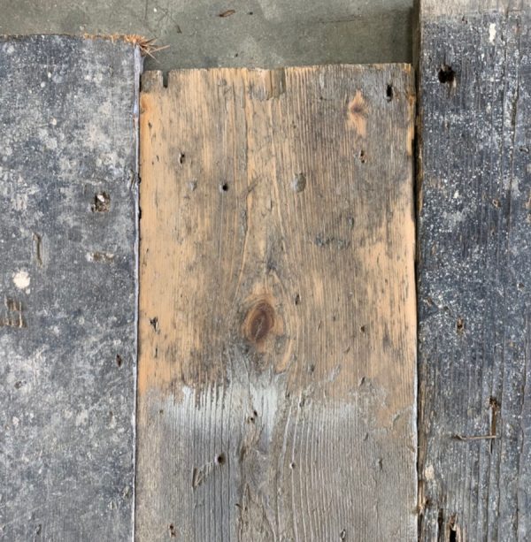 Reclaimed 160mm floorboards (lightly sanded section)