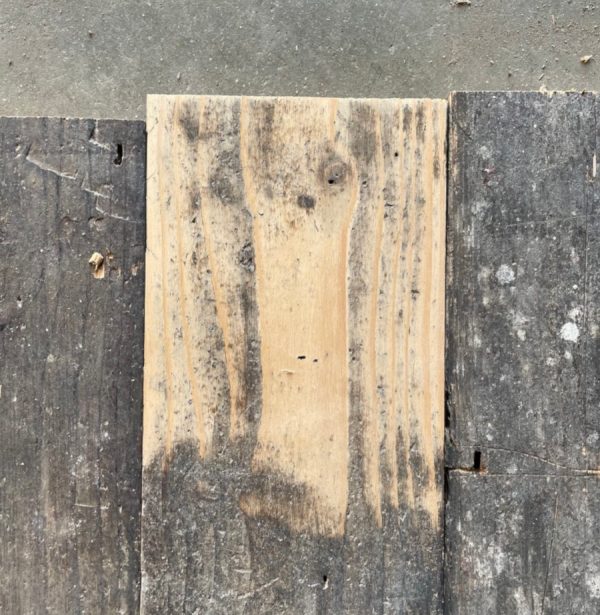 Reclaimed floorboard 135mm (lightly sanded section)